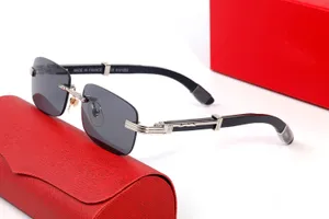 Siyah Gümüş Tasarımcı Kadınlar İçin Güneş Gözlüğü Erkekler Unisex Buffalo Karter Gözlükleri Klasik Retro Güneş Gözlüğü Dikdörtgen Çerçeve Asetat Ahşap Vintage Polarize Gözlükler