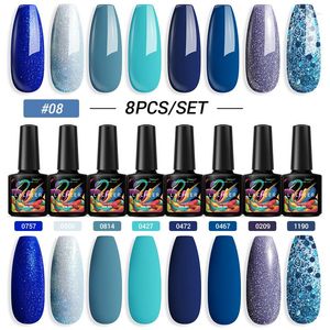 Nail Gel Lacheer 10ml Polish Kit Blue Color Collection Gels Set Semi Permanent Lacquer UV LED LACK LOT ART KONT