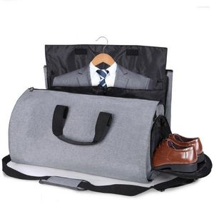 Depolama kutuları iş gezisi için giysi torbasını taşıyın 2 arada 1 dönüştürülebilir seyahat duffel takım elbise çıkarılabilir omuz askısı