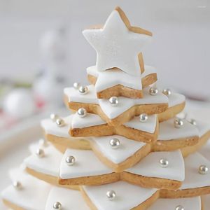 Bakformar 6 st/set julgran kakor cutter blommor stjärnor form fondant kaka kex xmas mögel 3d dekoration verktyg