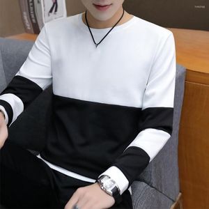 Men's Hoodies Men Sweatshirt Casual Crew Neck Long Sleeve T-Shirt Polyester Fashion Spring Tops Male Autumn Jacket Patchwork Pullover