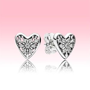 Love Heart Wedding Stud Earring CZ Diamond Jewelry with Original Box för Pandora 925 Sterling Silver Heart-Shaped Earrings For WOM276D