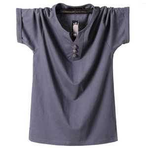 Мужские рубашки мужская рубашка пуговица Slim Fit Fashion Cotton Cotton Rish Elive 2023 Summer V Neck Casual футболка Solid 6xl 7xl 8xl Tee