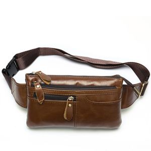 Waist Bags Men Leather Crossbody Handbags Vintage Shoulder Bag Large Capacity Chest Male Belt Phone Pack Wallet