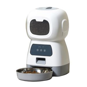 キャットボウルフィーダーPetqueue 3.5L WiFi Dog Pet Feeder Robotステンレススチールボウルオーディオ自動販売食品ディスペン