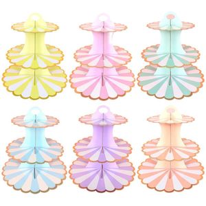 Forniture festive altra festa a 3 strati Cupcake Stand rotondo di cartone Cupcakes Cuggere Rack Baby Shower Birthday DEGORET DESSERT TA