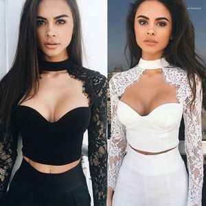 Women's Blouses Womens Blouse Slim Lace Flore Shirt Tops Long Sleeve Sexy Black S-XL