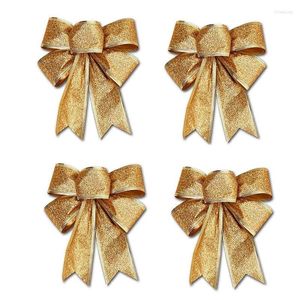 Promoção de decorações de Natal! 4pcs 25x18cm decoração ornamental pendurado knot bowknot Butterfly decore árvore (ouro)