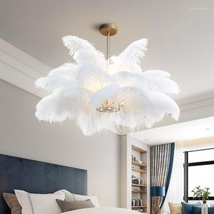 Подвесные лампы страуса с легким арт -деко -лампой гостиной
