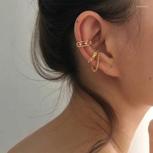 Hoopörhängen 2023 Trend Prom Jewelry for Women Ear Clips No Piercing Zircon Star Small Gold Cuffs Beautiful Girls Accessories
