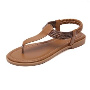 Sandálias 2023 verão feminino casual praia sapatos rasos