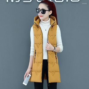 Gilet da donna Donna Gilet di media lunghezza caldo e casual Gilet staccabile Cappello Gilet Giù Cotone M-4XL Soprabito Autunno Inverno