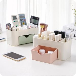 Caixas de armazenamento Caixas plásticas Cosméticos Desktop Makeup Os organizadores de gavetas para recipiente de estação de exibição de jóias de cosméticos