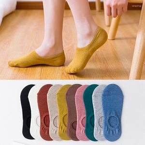 Damensocken, 10 Bonbonfarben, Knöchel, lässig, unsichtbar, atmungsaktiv, kurze koreanische Baumwoll-Fußsocke, rutschfeste Strumpfhose