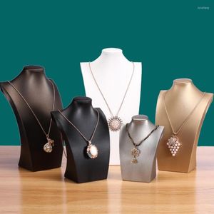 Jewelry Pouches PU Leather Mannequin Necklace Display Holder Neck Bust Stand Showcase Show Decorate