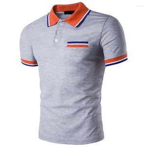 رجال Polos Male Fashion 2023 مخططة على الطراز الكلاسيكي القمصان الصلبة القمصان غير الرسمية تتصدر Hombre Man short