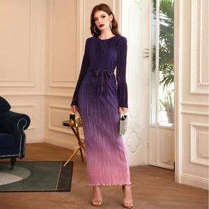 Ubrania etniczne gradient rampa muzułmańska impreza sukienka Kobiety Dubaj Arabska koronka Slim Maxi Abaya Vestidos Ramadan Kaftan Long Robe Islamic