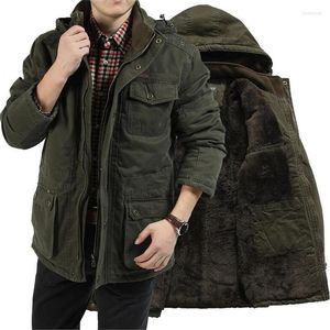 Piumino maschile da uomo con colletto con cappuccio spesso caldo giacca a vento Parka marchio di abbigliamento invernale da uomo militare cappotto multitasche medio-lungo