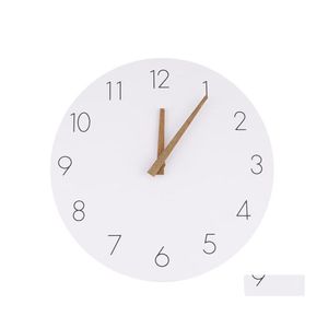 Wall Clocks Modern Simple Wooden Clock 12.5 Inch Silent Quartz For Home Living Room Kitchen Decor Battery Operated Drop Delivery Gard Dhvu9