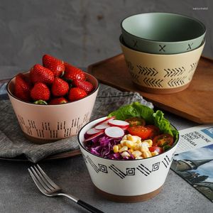 Set di stoviglie Glassato Semplice Rete Rossa Ins Ciotola per zuppa in ceramica Stoviglie per la casa Regalo Riso Ramen giapponese creativo dipinto a mano