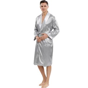 Mäns sömnkläder Män Robe Bathrobe faux Silk 2st Robesports Passar Casual Nightwear Set Satin Kimono klänning Male Underwearmen's