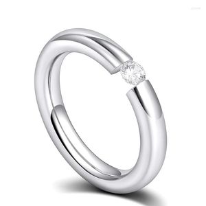 Pierścienie ślubne Kolmnsta 4 mm stal nierdzewna dla kobiet dziewczęta polerowana srebrna okrągła litbaire Cze -Cubic Cyrronia Pierścień