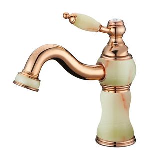 Bathroom Sink Faucets Brand European Classical Marble Gold-plated Faucet Rotatable Rotated A Full Natural Jade Antique Copper Basin