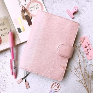 Notepads High Quality Pink Genuine Leather Journal Cover For Standard A6 Fitted Paper Book DIY Diary Planner Agenda SuppliesNotepads
