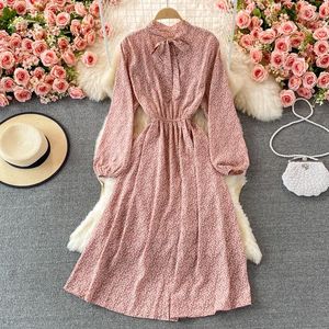 Lässige Kleider Blumenkleid Vintage Rosa Langarm Boho Koreanisch Lolita Frau Elegante Geburtstagsfeier für Frauen 2023 Mori Mädchen