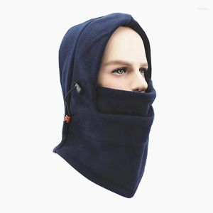 Basker Vuxen vindtät ridhoodie maskerad hat cap ring polar fleece vinter varma hattar för män kvinnor utomhus cs och mössskallar