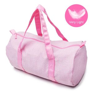 Duffel Bags Women Travel Large Capacity Striped Pattern Soft And Light Weight Seersucker Duffle Bag Zipper Solid Color Weekender