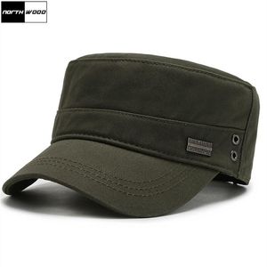 Cappelli a tesa larga Berretto da baseball estivo di marca militare solido Unisex Tutto in cotone Cappello a cilindro piatto Cappellini da camionista dell'esercito di moda per adulti