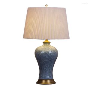 Table Lamps Classical Chinese Ceramic Blue Ice Cracked Lamp Wedding Home Decor Living Room Porcelain Desk Light H 62cm 1626