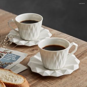 Cups Saucers Coffee Mug And Saucer Set Simple Milk Cup Modern Nordic Style Geometric Creative Ceramic Breakfast Cappuccino Tea Drinkware