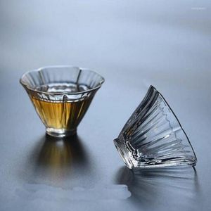 Vinglasögon japanska handgjorda värmebeständiga glas te set hammare mönster kopp personlig liten