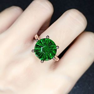 Mulheres anel de estilo europeu e americano garotas esmeralda verde vermelho roxo anel de cristal de zirc￣o diamante diamante rosa revestimento doce anel de casamento j￳ias presente ajust￡vel