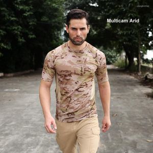 Men's T Shirts 2023 Summer Multicam Arid Tactical Short Sleeve Shirt Tight Compression MCA Quick-dry Safari Style