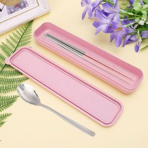 Storage Boxes Portable Eco-Friendly Wheat Straw Cutlery Camping Picnic Box Dishware Kitchen Utensils Case Items Plastic Lid Organizer