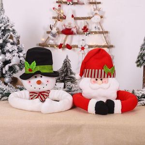 Juldekorationer Santa Claus/Snowman Tree Toppers Hugger med hatt och poserbara armar semesterprydnader vinterparti.