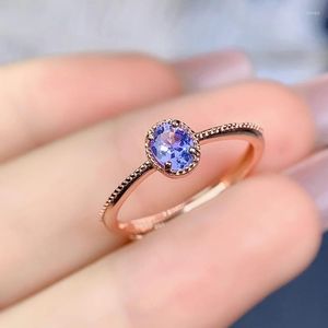 Cluster Rings Jewelry Vintage 925 Silver Tanzanite Ring For Party VVS Grade Natural Gemstone Gift Girl