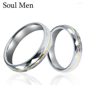 Anéis de casamento Trendy 4mm/5mm tungsten para homens homens casais band rolos de noivado de pedra brilhante e alto