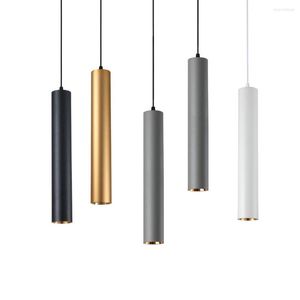 Pendelleuchten Schwarz Weiß Gold Grau Lange Röhre Decken-LED Austauschbare GU10 AC110V 220V MR16 DC12V Inselzimmer Küchenarmaturen Lampe