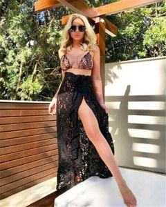 Damskie moda strojów kąpielowych Summer Women Bikini Cover Up Sheer Beach Maxi Wrap Solidna spódnica sarong pareo