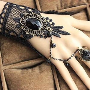 Strang Perlenstränge 1PC Modestil Frauen handgemachte schwarze Rose Spitze Blume Tropfen Armband Slave Set Lolita Gothic Ball Retro Braut Inte22