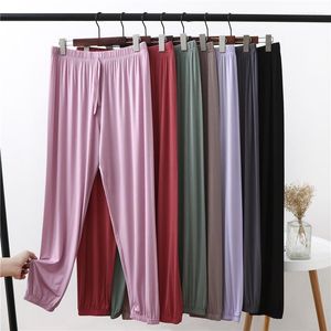 Damen-Nachtwäsche, modale, lockere Pyjama-Hose für Frauen, Frühling und Herbst, hohe Taille, lange Schlafhose, M-6XL, Übergröße, elastische, bequeme Hose