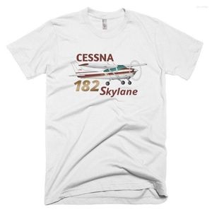 Męskie koszulki T Bawełniane druk męskie Summer O-Neck Cessna 182 Skylane (brązowe/złoty) T-shirt samolot-spersonalizowana z koszulą N# Tee