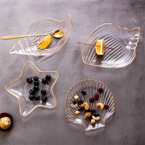 Plates Creative Phnom Penh Transparent Glass Plate Ocean Series Dish Tableware Set Fruit Snack Dessert Cake