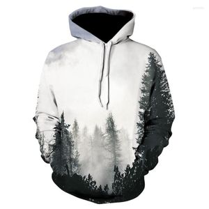 Herrtröjor 2023 Fashion Autumn Winter Men/Women Sweatshirts With Hat 3D Print Trees Hooded Wholesale Moletom Sudadera Hombre