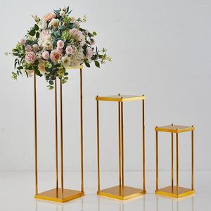 Party Decoration Wedding Artificial Flower Stand Gold-Plated Rectangle Home Outdoor Table Centerpiece Metal Frame Backdrop