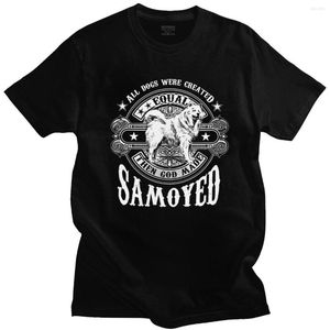 Men's T Shirts Vintage Samoyed Shirt Men Pure Cotton Dog Lover T-shirt Funny Pet Quote Tees Crew Neck Short Sleeve Urban Tshirt Merch Gift